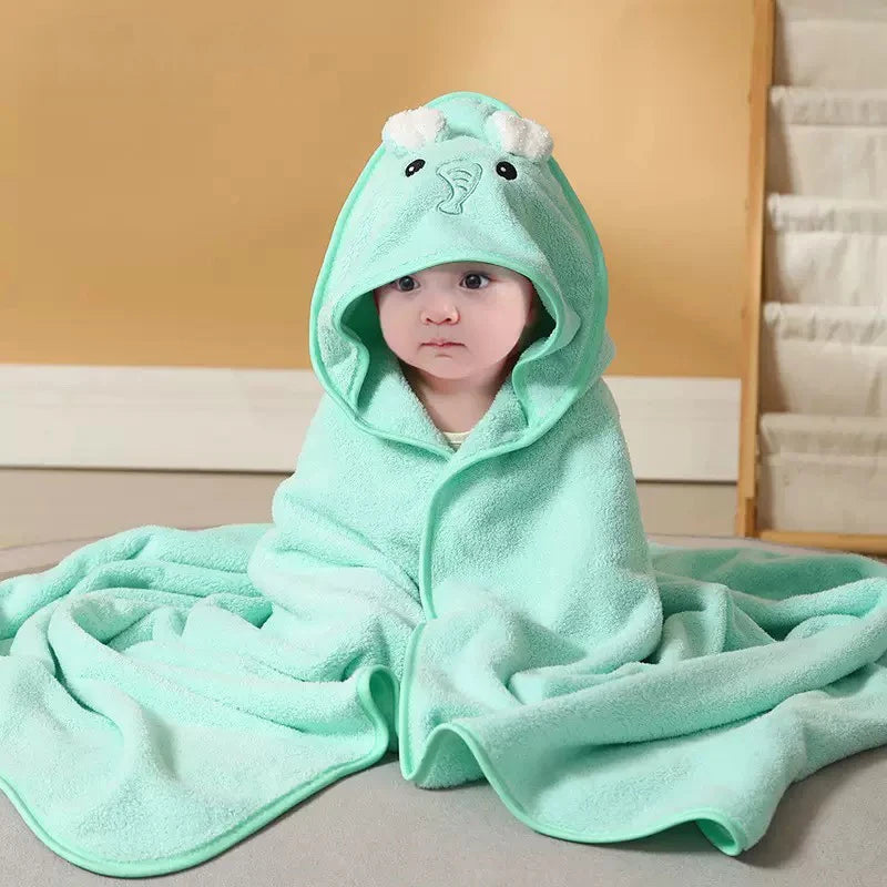 Infant Bath Towel Toddler Bathrobe Boy Girl Blankets Swaddle With Hood Cartoon Coral Fleece Towel Blanket Newborn Kids Bedding
