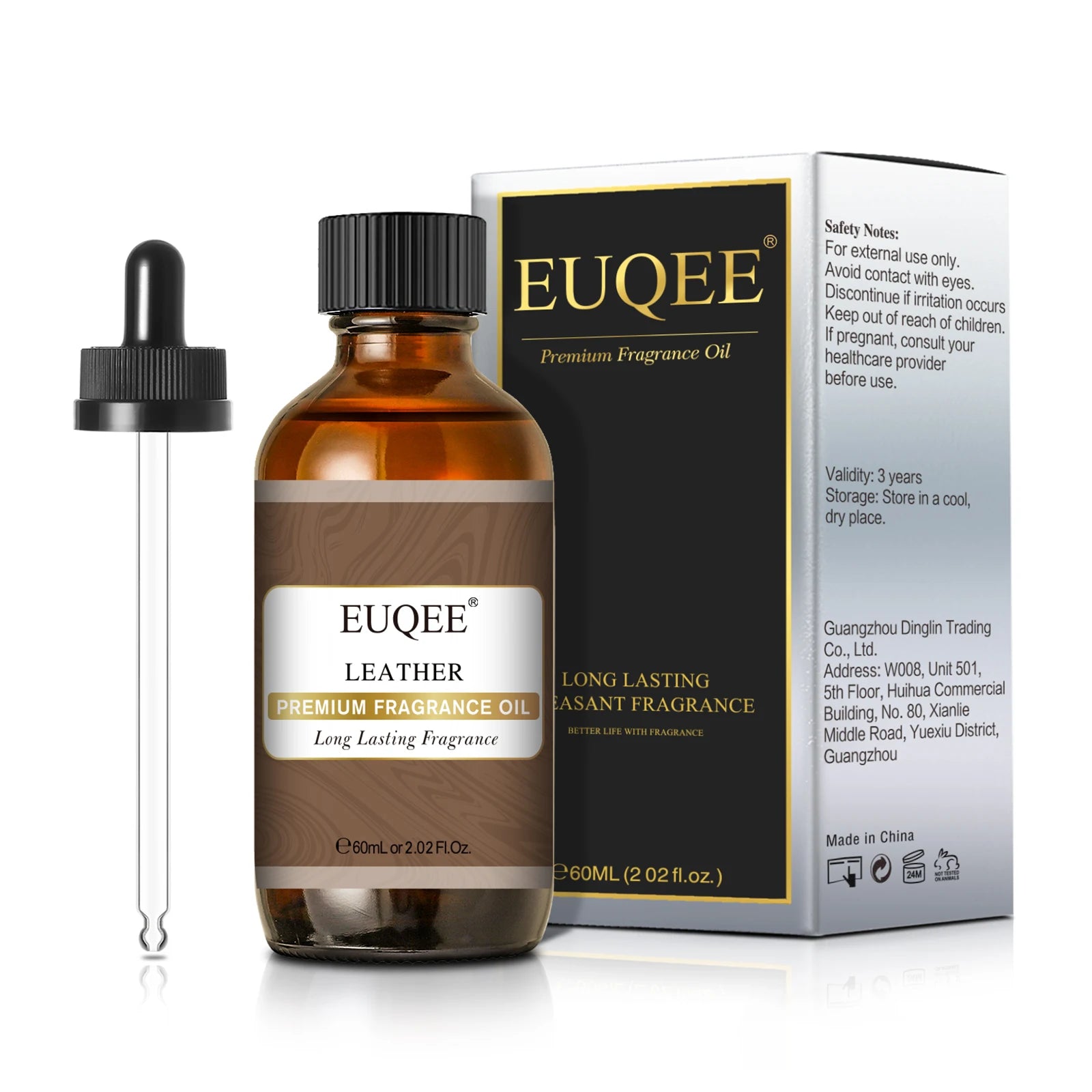 EUQEE 60ml (2 Fl.Oz.) Men's Fragrance Oil For Reed Diffuser, Car Diffusion-Leather Coffee Bamboo & Teak Bay Rum Aromatherapy Oil