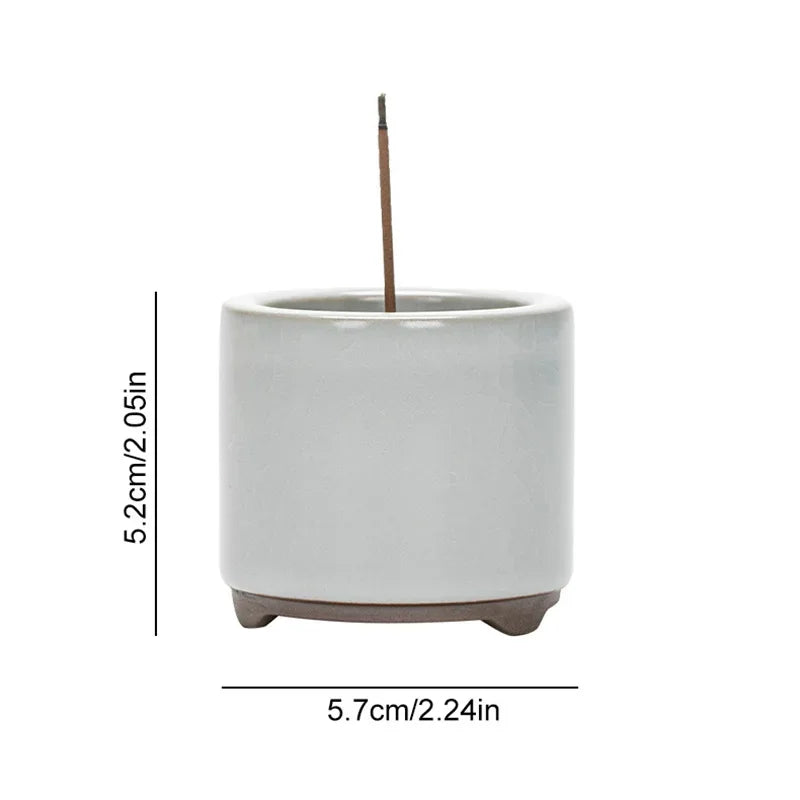 Ceramic Incense Burner Retro Handmade Crackle Incense Holder Tripodia Mist Smoking Steamers Decor Censer For Indoor Household