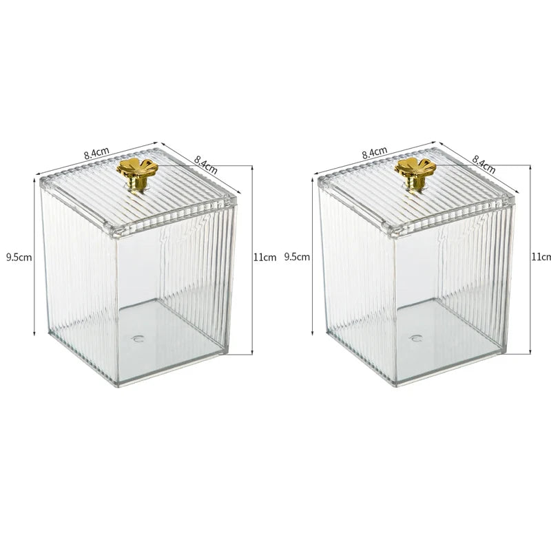 Transparent Storage Box Desktop Dust-Proof Makeup Lipstick Cosmetics Organizer Bathroom Cotton Swab Holder Jewelry Container