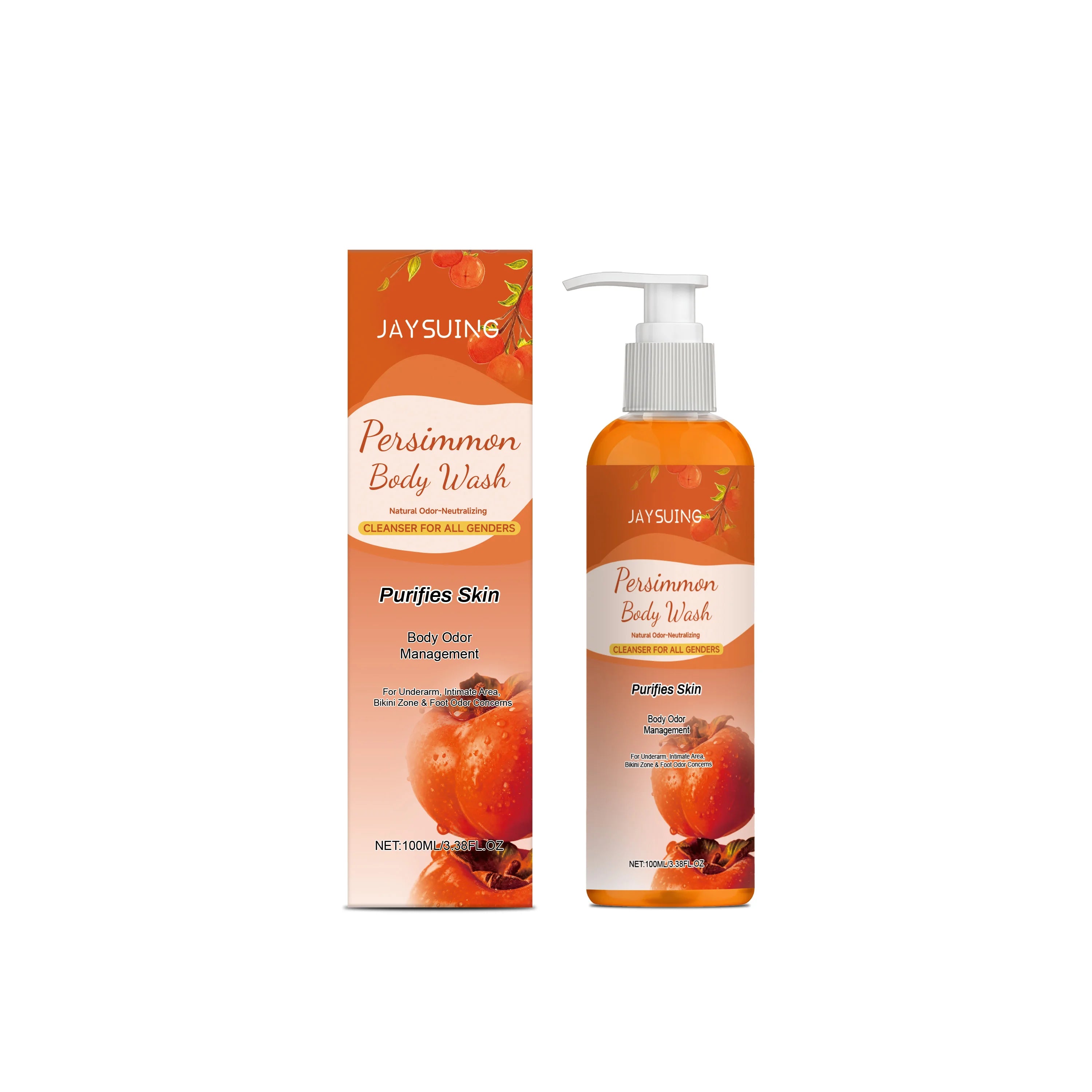 Exfoliating Persimmon Scented Shower Gel Cleanses the Body Removes Odors Dirt and Oil Leaves Skin Feeling Fresh and Smooth