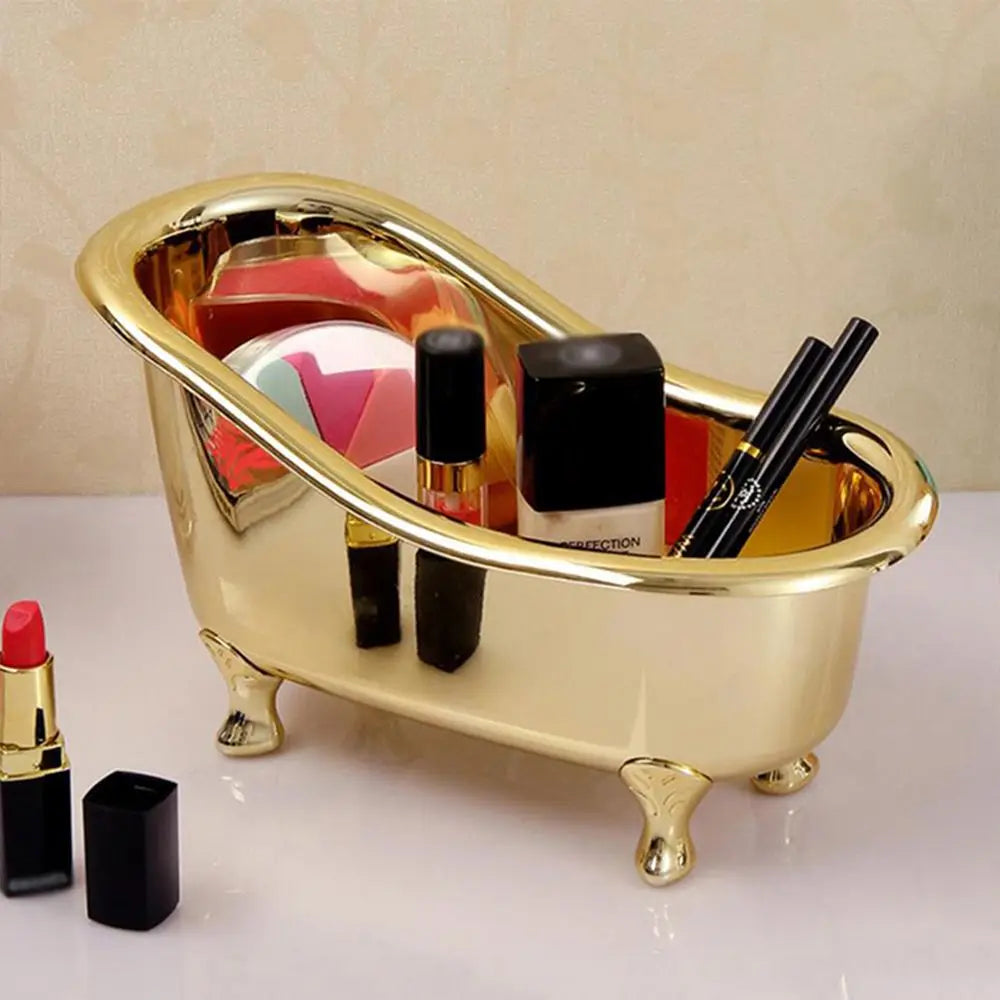 Mini Bathtub Soap Jewelry Storage Box Makeup Organizer Container Desktop Sundry Storage Case Gold Silver Sundries Storage Box