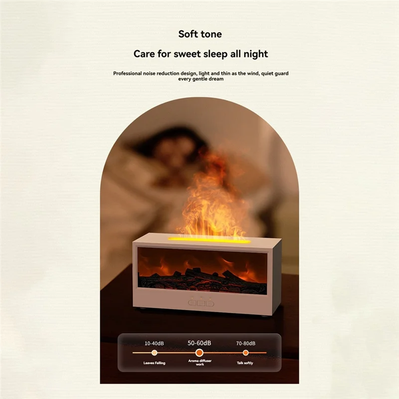 ABKJ-Flame Essential Oil Diffuser 3D Flame Fireplace Aromatherapy Machine Colorful Humidifier With Remote Control For Bedroom B