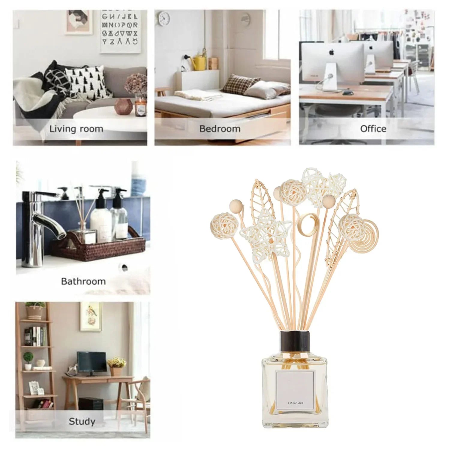 5/15Pcs Rattan Reed Diffuser Sticks Refill, 3mm Wavy Long, for Essential Oil Airs Freshener, High Quality Home Fragrance