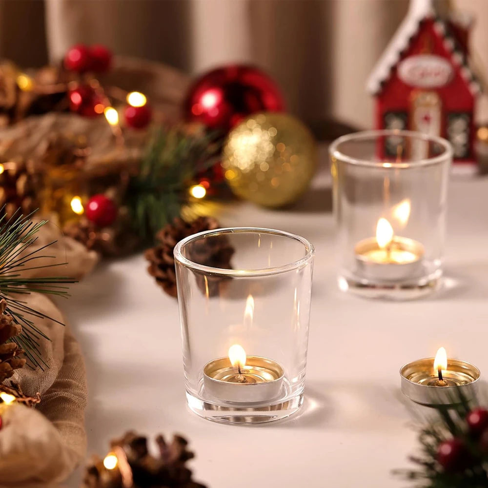 Votive Candle Holders Set of 12 - Glass Votives Holder Clear Floating Tealight Candle Holder Bulk for Table Centerpieces Wedding