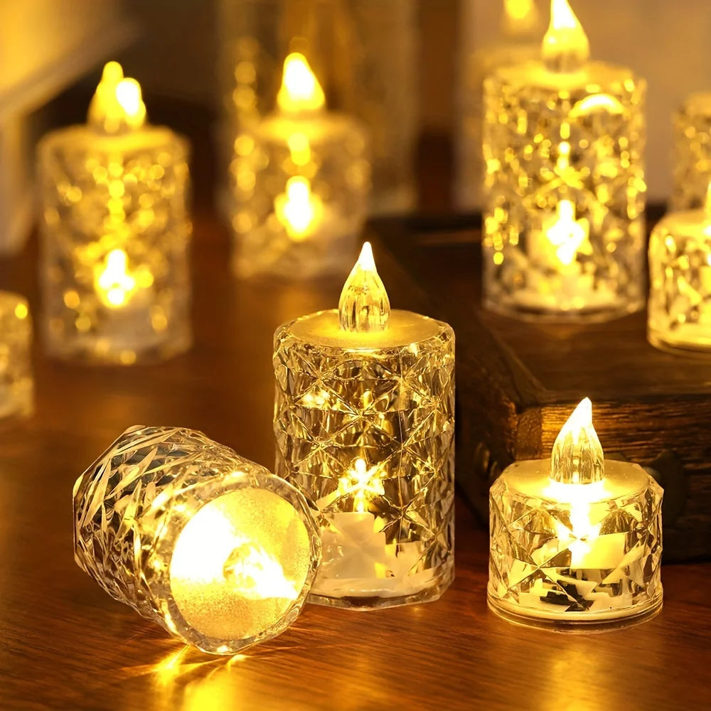 4/12pcs Flameless Plastic Candles Lights Battery LED Tealight with Realistic Flame for Home Holiday Wedding Party Tabletop Decor