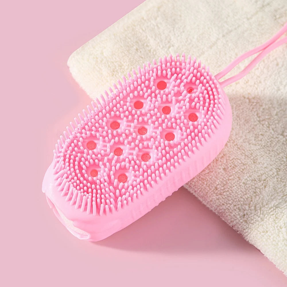 Silicone Body Scrubber Shower Exfoliating Scrub Sponge Bubble Bath Brush Massager Skin Cleaner Cleaning Pad Bathroom Accessories