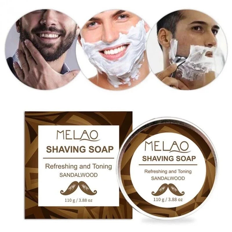 Shaving Soap 110g Sandalwood Shaving Soap Foam Men's Manual Shaver Facial Softening Soap | Lathers Up Nicely,Long-Lasting Scent