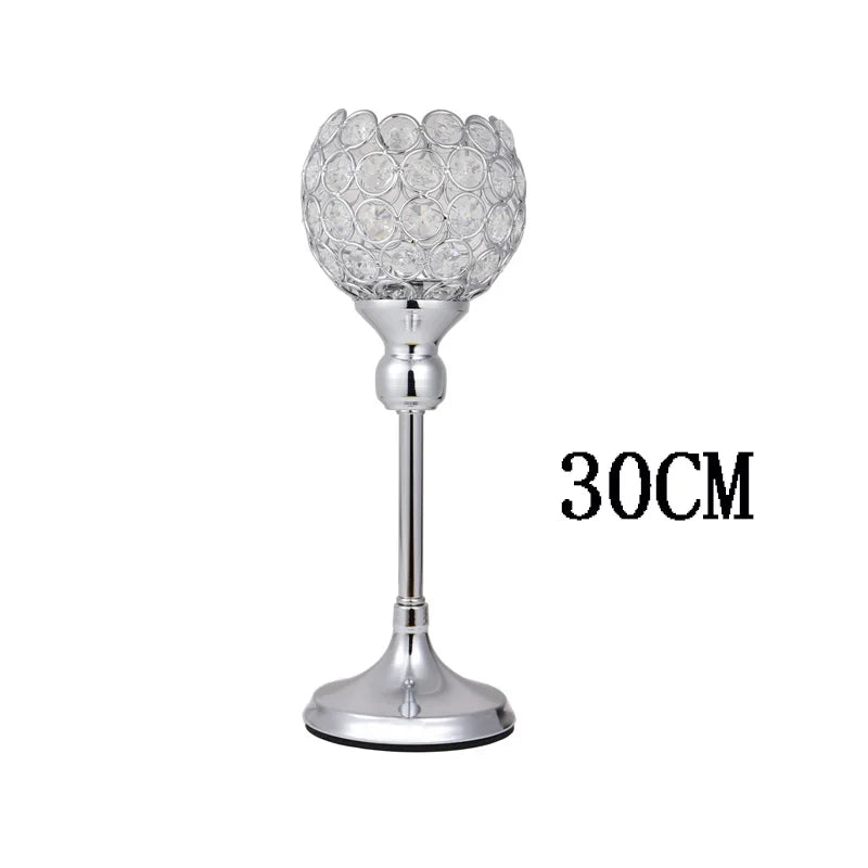 Crystal Tealight Candle Holders, Metal Glass Candlesticks, Wedding Table Centerpiece, Christmas Party, Home Decoration