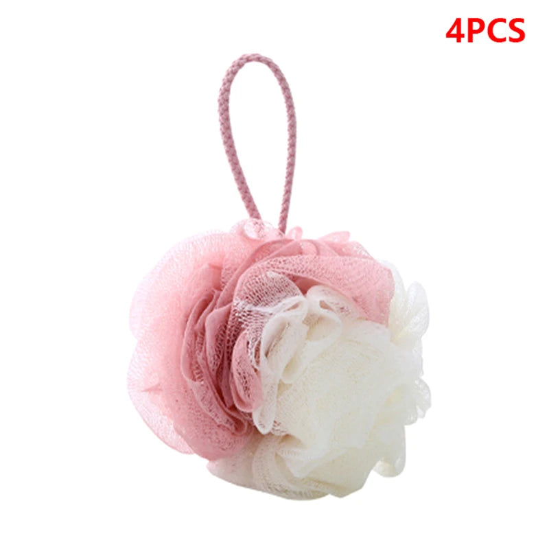 Large Bi-Colour Shower Balls Colourful PE Soft Frosted Bubble Bath Flower Flower Soft Scrubbing Bubble Net Two Color Bath Flower