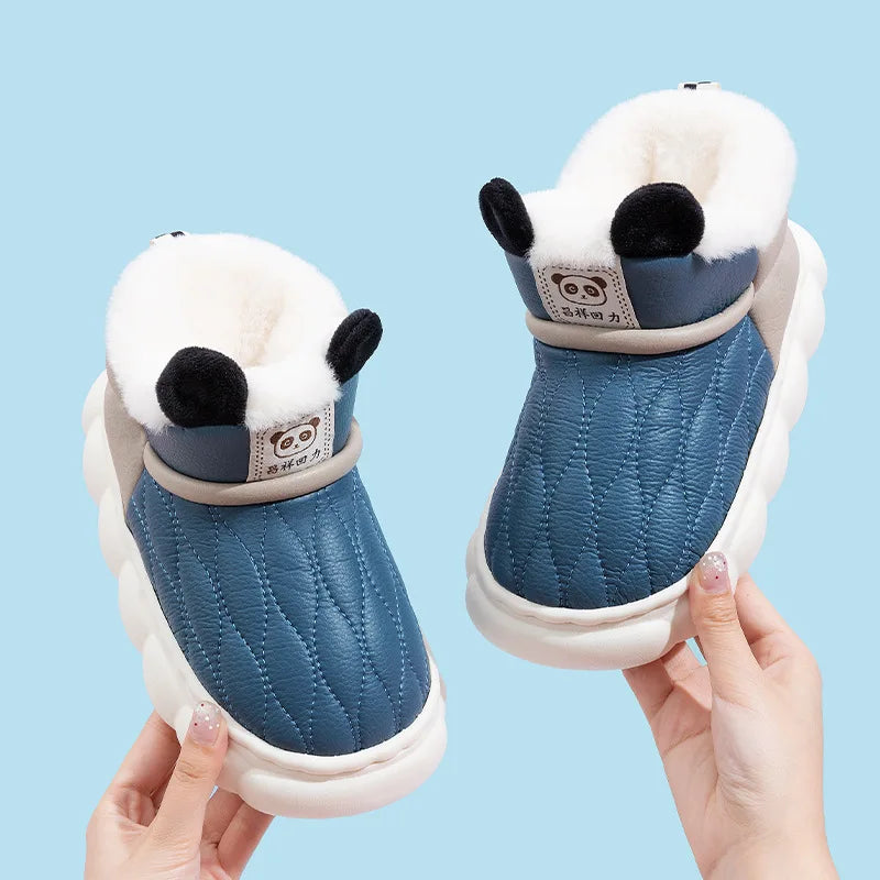 Cozy Slippers with Soles for Kids – Unisex Winter House Shoes