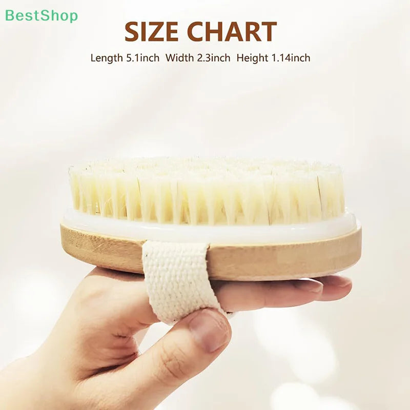 ♥Boar Bristle Bath Brush Scrubbing Brush Body Brush Rub Back Artifact Body Beauty Brush Massage Brush