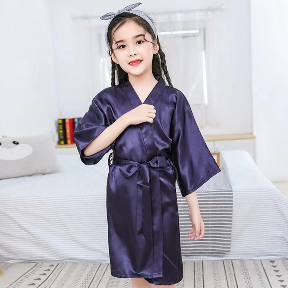 Kids Bathrobe Girls Silk Robe Satin Robe Children Satin Sleepwear Dressing Gown Summer Sleepwear Boys Girls Pajamas Bath Robe