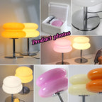 Macaroon Glass Table Lamp Dimming Bedroom Bedside Study Reading Led Night Light Home Decor Atmosphere Lamps Stained Desk Lamp