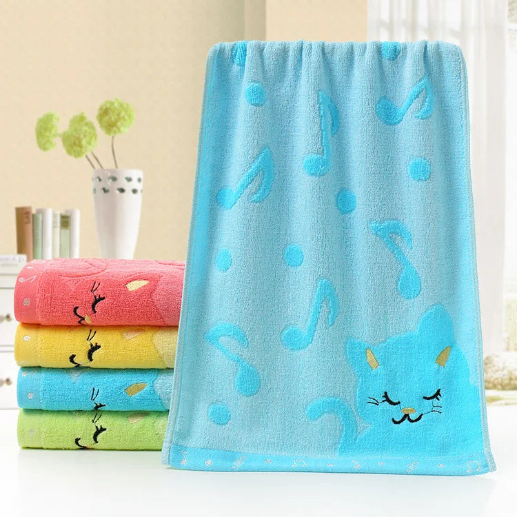 1pcs Children Towels Comfortable Bamboo Fiber  Super Soft Kids Cute Kittens Strong Water Absorbing High End Towel High Quality