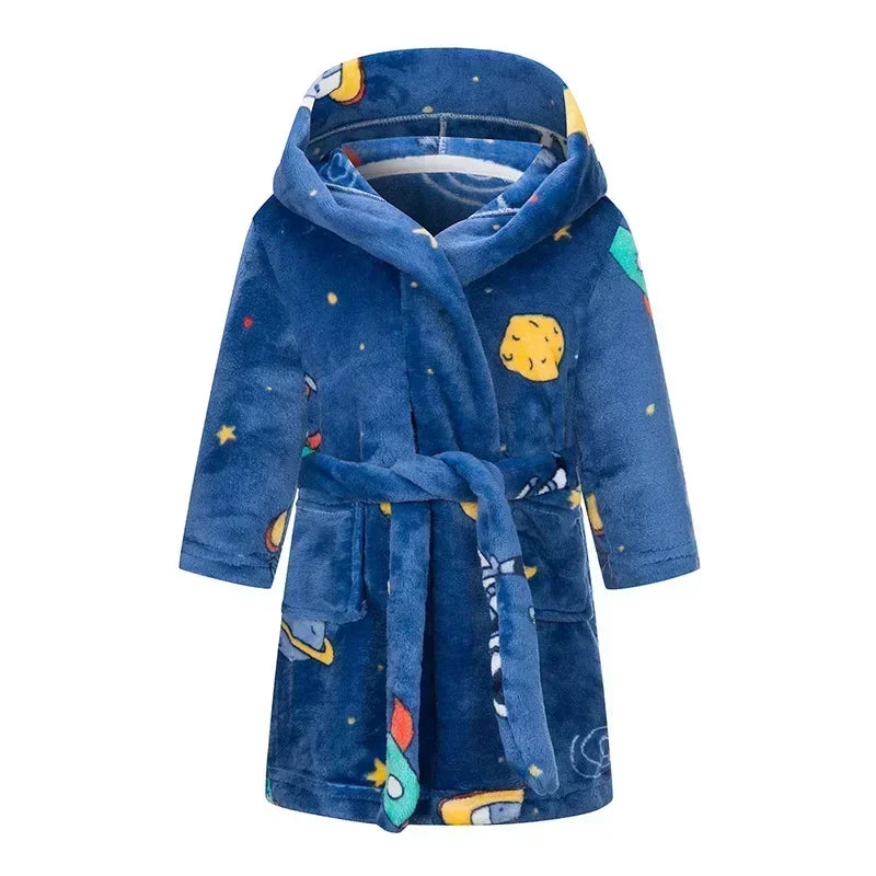 Kids Bathrobe for Girl Children Clothing Girl Flannel Bath Robe Clothes Boy Cartoon Night Robe Kids Pajamas For Girl 4-12 years