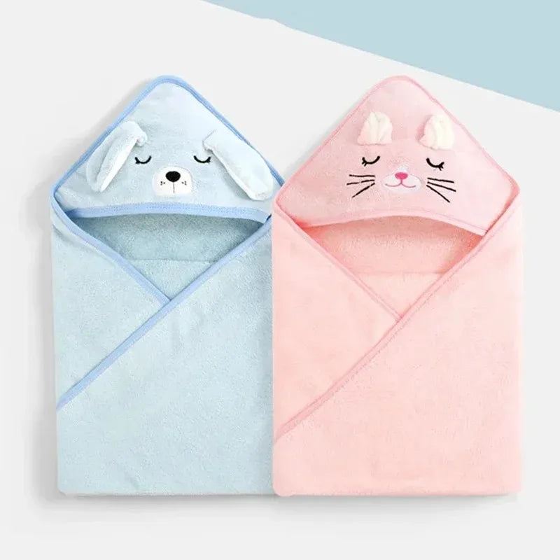 -Toddler Bathrobe Infant Bath Towel Boy Girl Blankets Swaddle With Hood Cartoon Coral Fleece Towel Blanket Newborn Kids Bedding