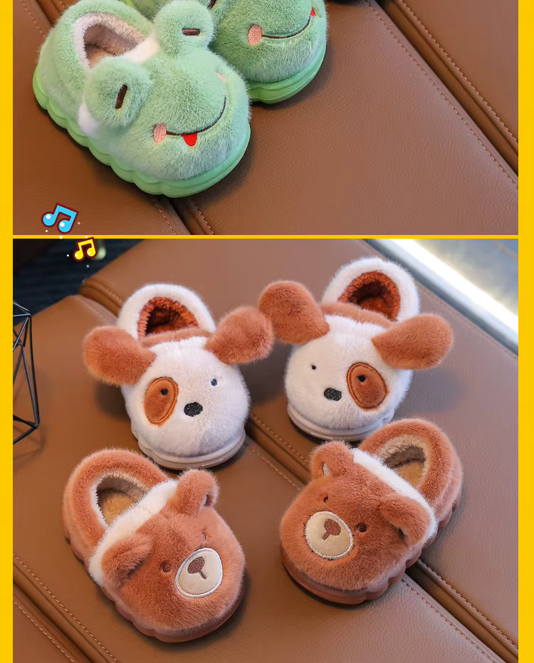 Cute Plush Animal Toddler Spa Slippers