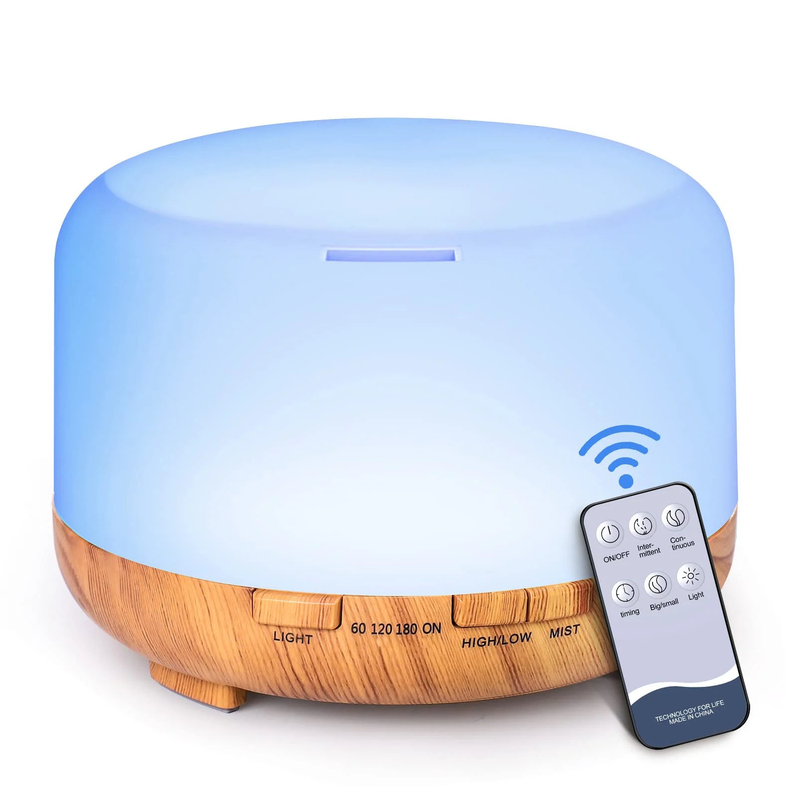 500ML Aroma Diffuser (6 Oils Optional), 5V 2A Essential Oil Aromatherapy Diffuser Humidifier with Remote Control