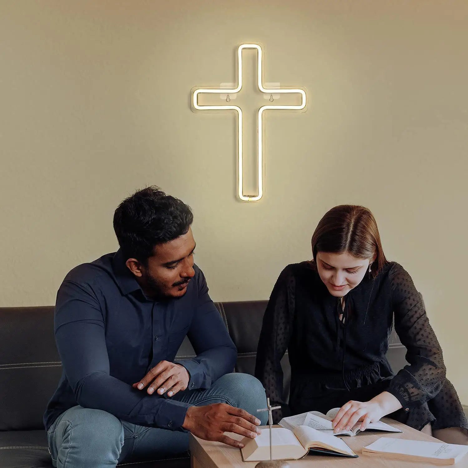 Baptism Cross Neon Sign Led Cross Shaped Light for Baptism Christening Decoration First Communion Good Friday