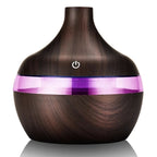 300ml High Quality Aromatherapy Essential Oil Diffuser Wood Grain Remote Control Ultrasonic Air Humidifier with 7 Colors Light