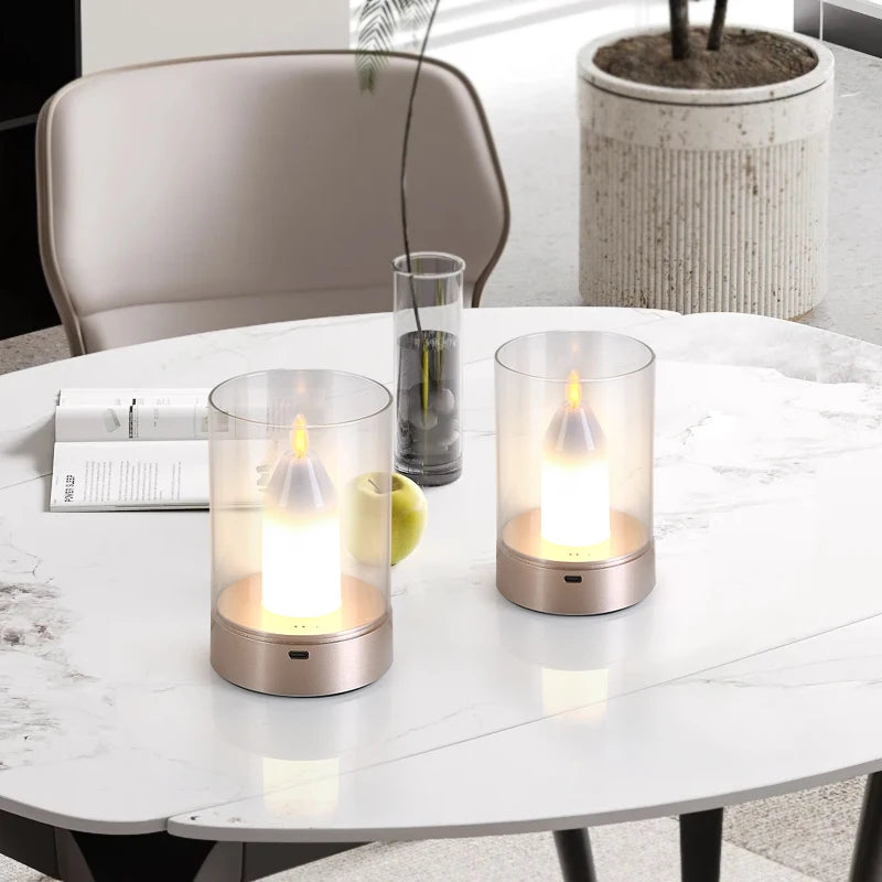 Rechargeable LED Candle Night Light Flameless Wick Candles Light Birthday Wedding Christmas Church Atmosphere Manual Sensor lamp