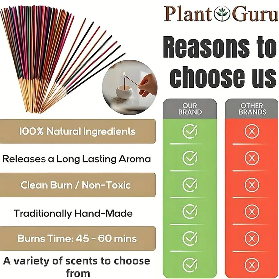 30-240pc Aromatherapy Incense Sticks 7 Natural Fragrances Lavender Jasmine Ocean Rose Sakura Incense Burner for Yoga Meditation