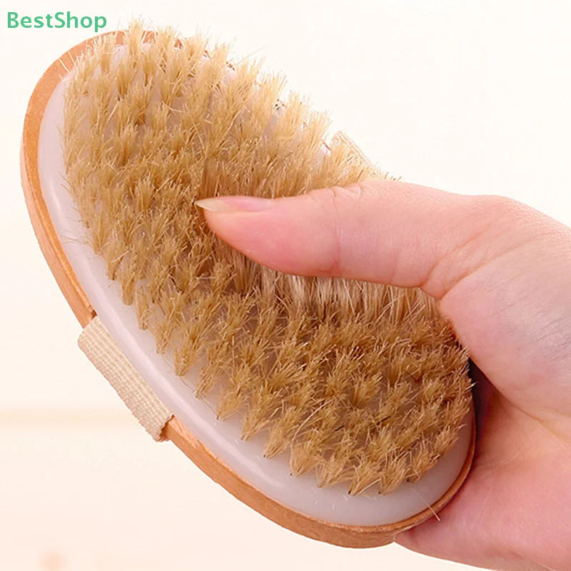 ♥Boar Bristle Bath Brush Scrubbing Brush Body Brush Rub Back Artifact Body Beauty Brush Massage Brush