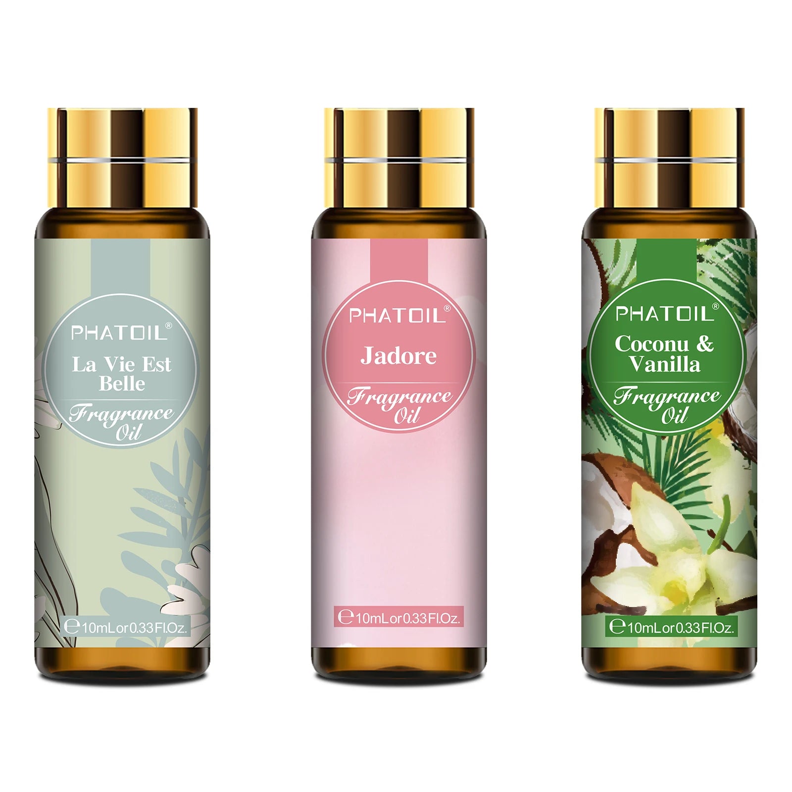 PHATOIL 10ml Coconut & Vanilla Fragrance Oil For Diffuser Aromatherapy White Musk Bubble Gum Baby Powder Fragrance Aroma Oils