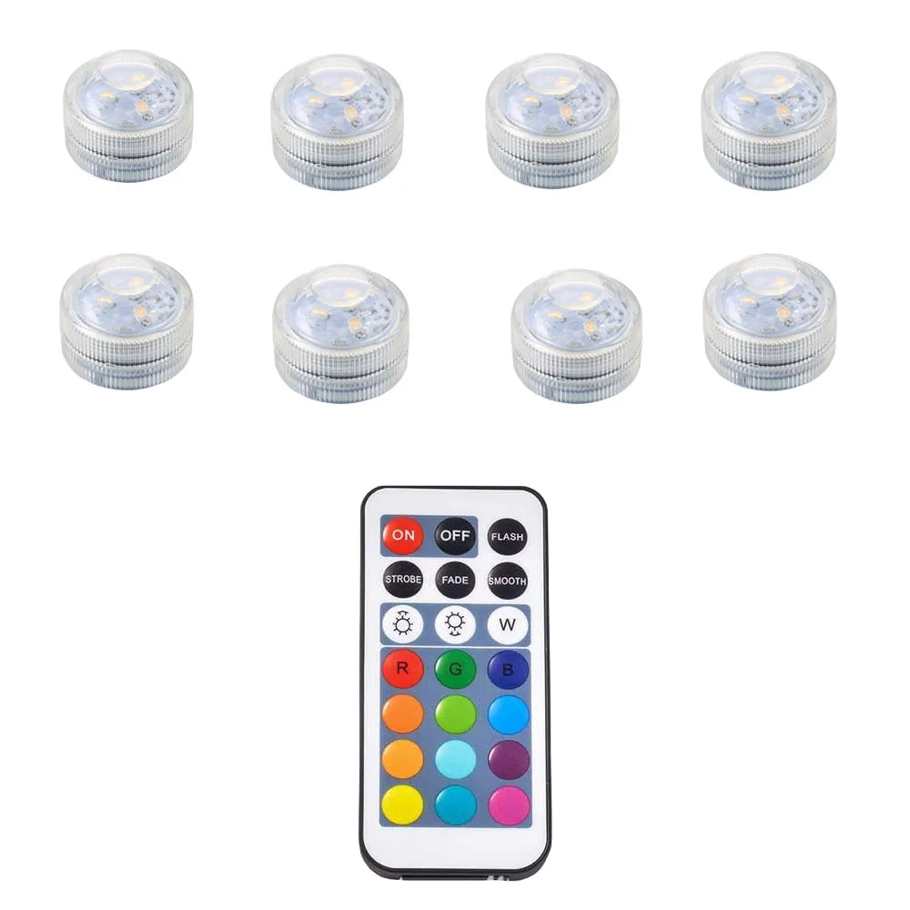 Mini Submersible LED Lights with Remote Control - Small Tea Light Underwater Light Battery Powered for Party Event Vase Fishtank