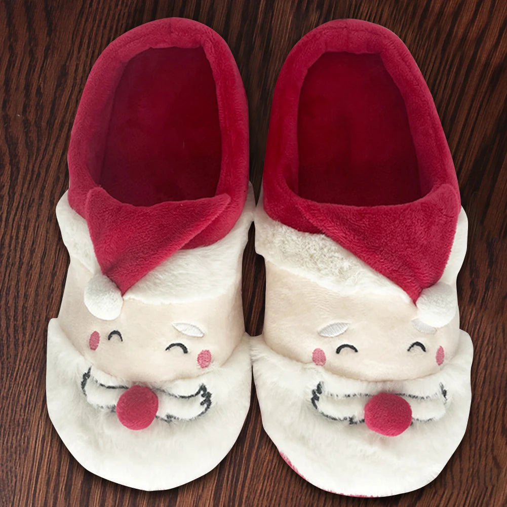 Christmas Slippers Cartoon Santa Claus Warm Slipper Anti-Slip Indoor Designer Xmas Thicken Cotton Slippers For Women Men Shoes