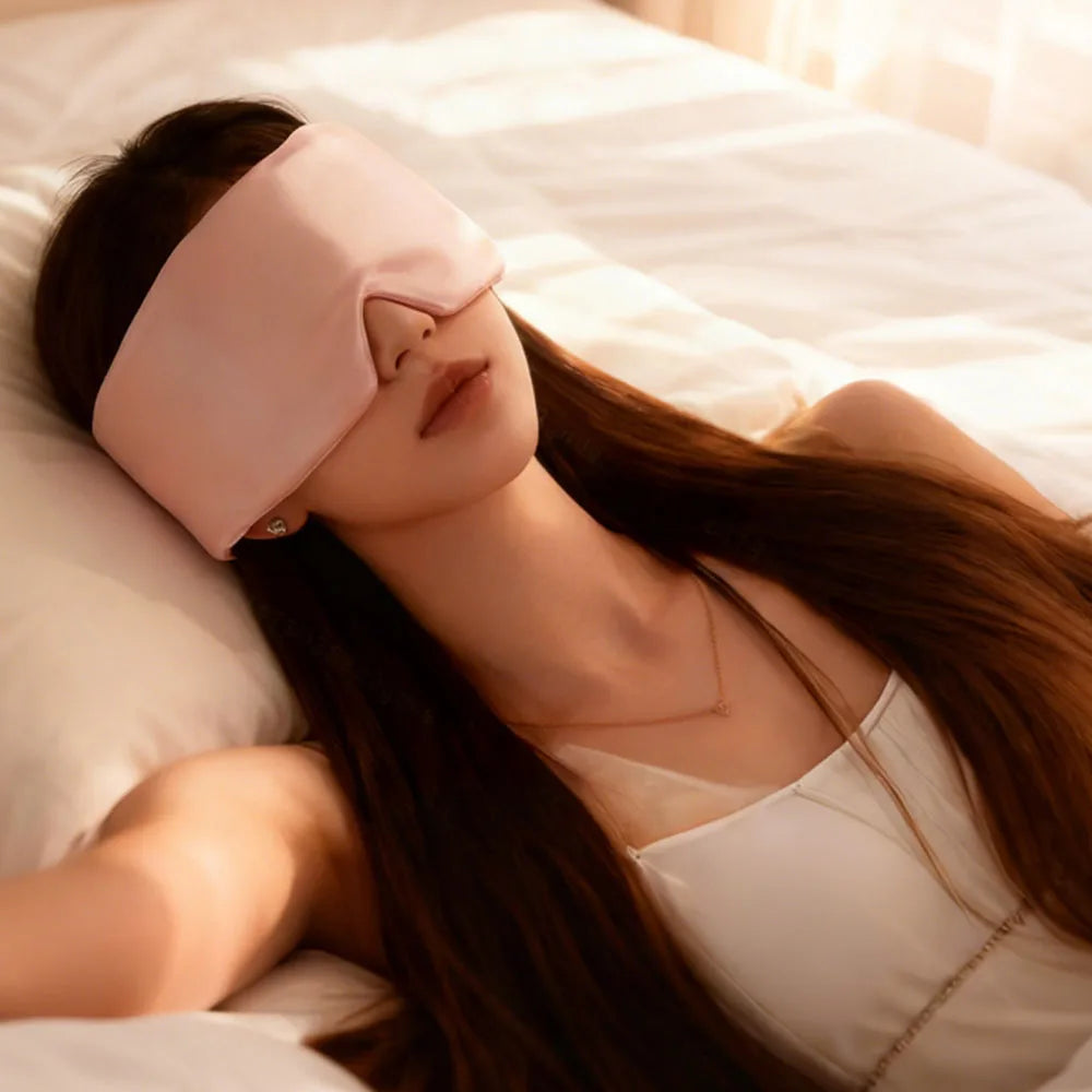 100% Silk Sleep Mask Blocking Light Eyepatch Soft Padded for Travel Nap Eyeshade Relaxation Noise Reduce Sleeping Aid Eye Mask