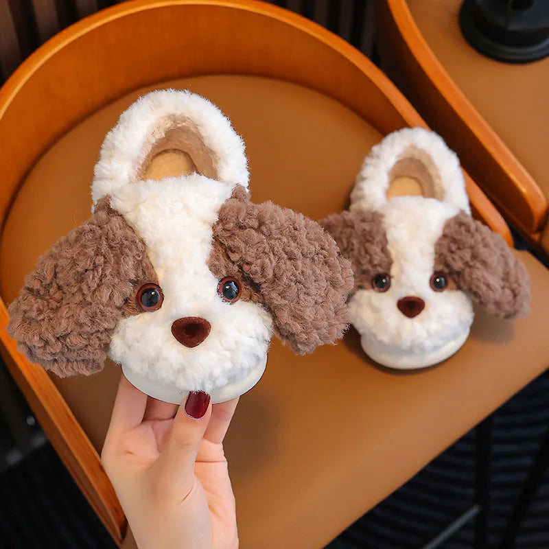 Cute Puppy Dog Slippers for Girls and Boys – All-Season Anti-Slip House Shoes