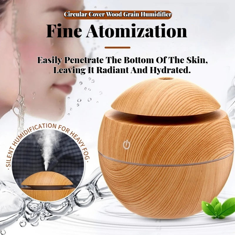 Essential Oil Aroma Diffuser USB Ultrasonic Cool Mist Sprayer Wood Grain Air Humidifier Electric Purifier for Home , Car, office
