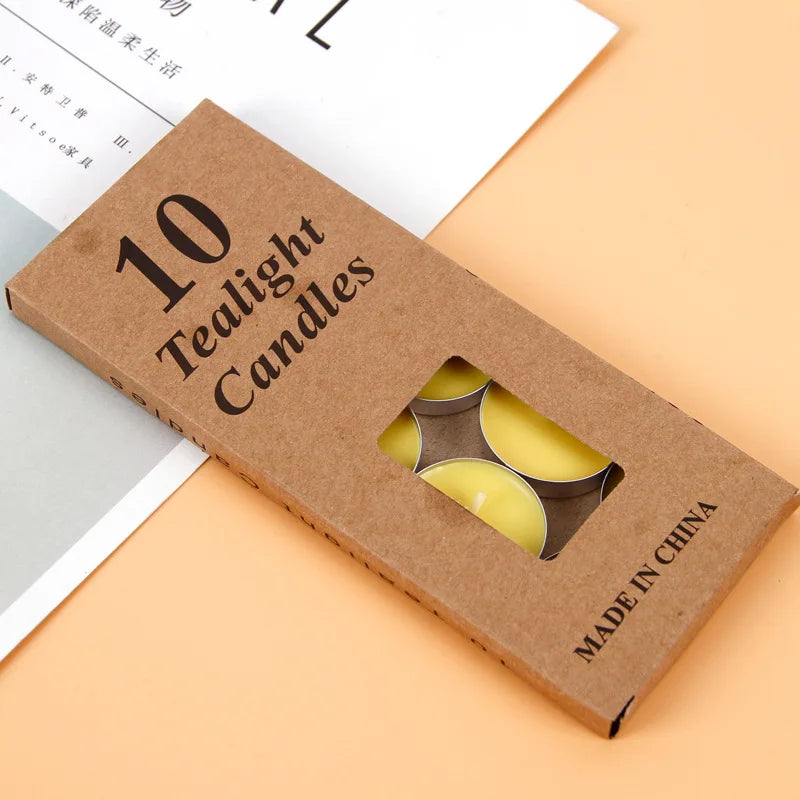 10 PCS/Box Tea Light Candles Long Burning Smokeless Tea Candles Decorative Glow Unscented Paraffin Tealights Candles For Home