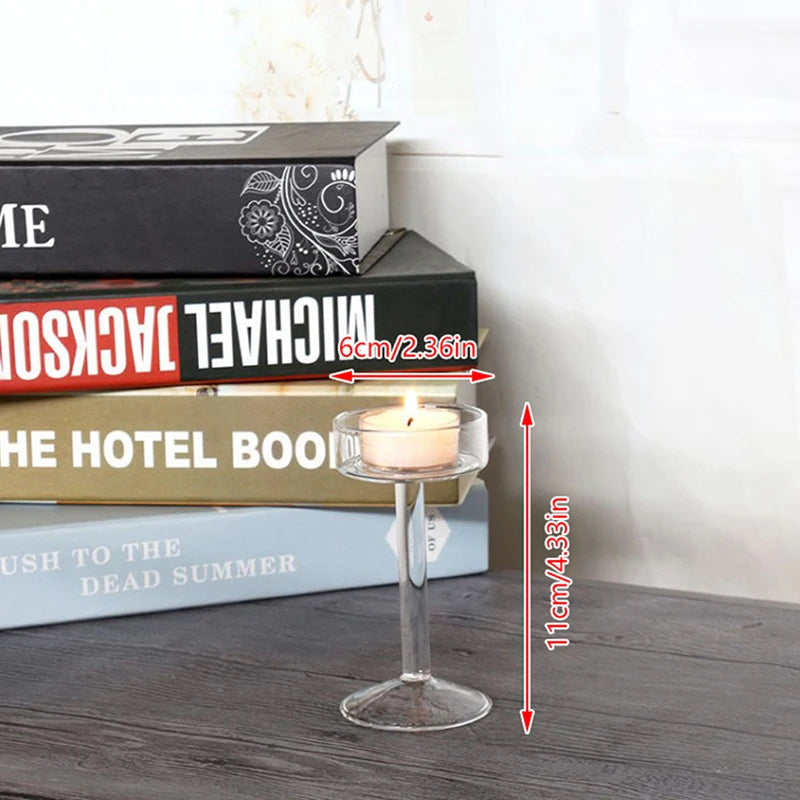 Tall Glass Candle Holder Transparent Candlestick Holder Stand Table Centerpiece For Home Bedroom Wedding Party Romantic Dinner