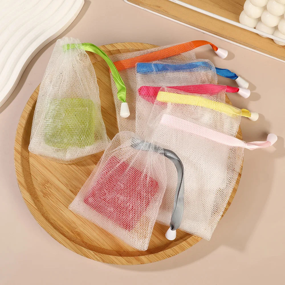 10pcs Square Soap Saver Bags, Double-Layer Durable Mesh Soap Pouches with Drawstring, Multi-Purpose Handmade Soap Bags for Body