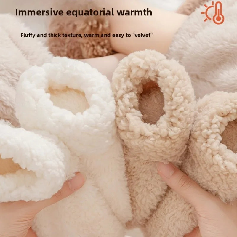 Fireside Fleece Slipper Socks Non-Slip Thermal Footwear with Plush Lining for Cozy Evenings Winter Home Comfort