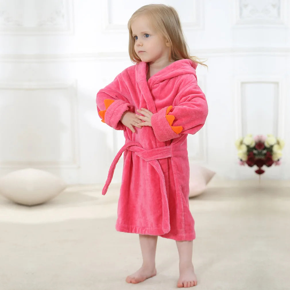 Children's Bathrobe Hooded Dragon Paw Design Thick 100% Cotton Baby Bath Towel Girls Kids 1-6 Years Shower Hoodies Bath Robes