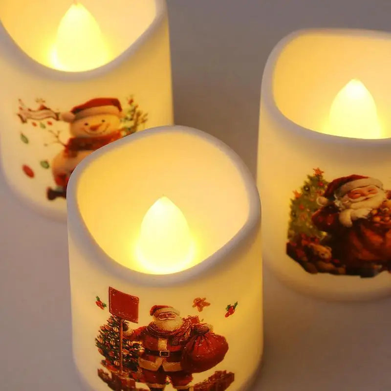Christmas LED Candle Sets Christmas Decor Candle Light Creative wishing Led Tea Light Battery Powered Christmas Snowman Candles
