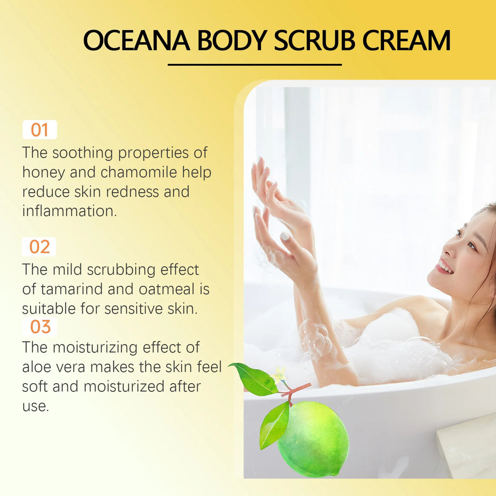 Body Scrub Cream for Bath Shower Deep Cleaning Whitening Exfoliation Chicken Skin Removal Melanin Repair Brighten Peeling Lotion