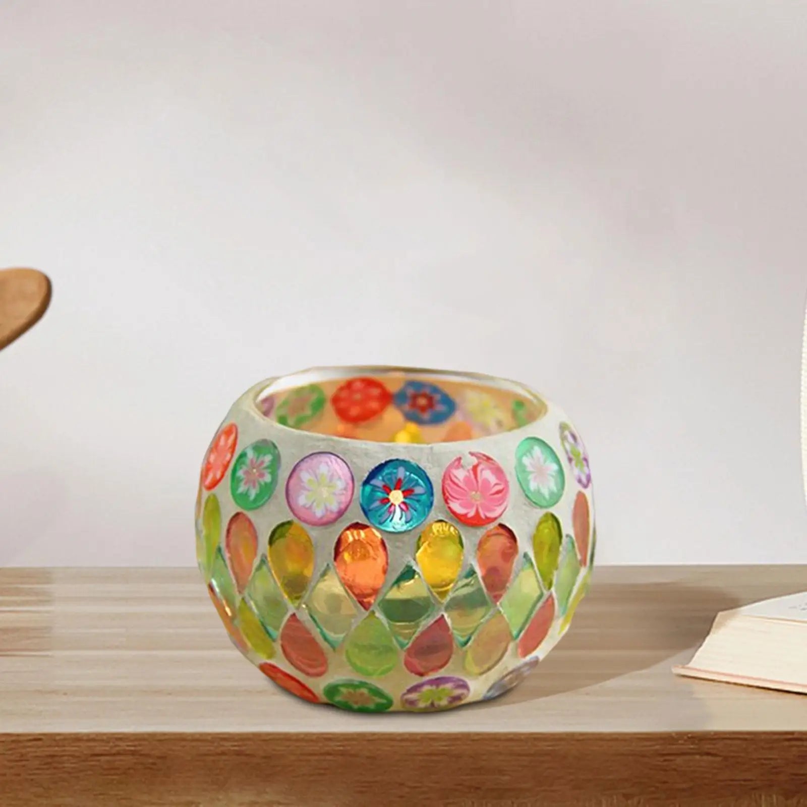 European Glass Candlestick Colorful Tea Light Candle Holder Candle Bowel Romantic Candlelight Dinner Western Restaurant Decor