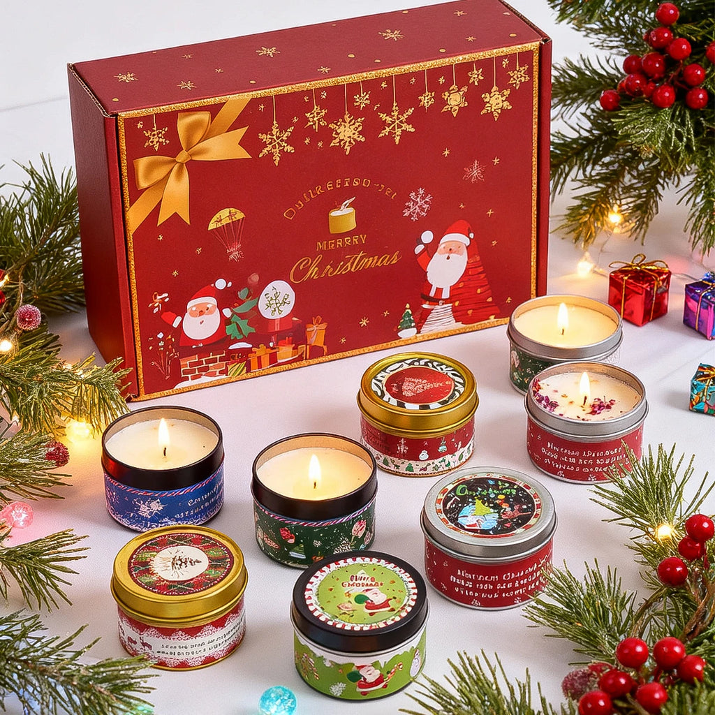 Scented Candle Set Gift DIY Smokeless Plant Aromatherapy Candles Dried Floral Tin Box Home Bedroom Xmas Party Decor Supplies