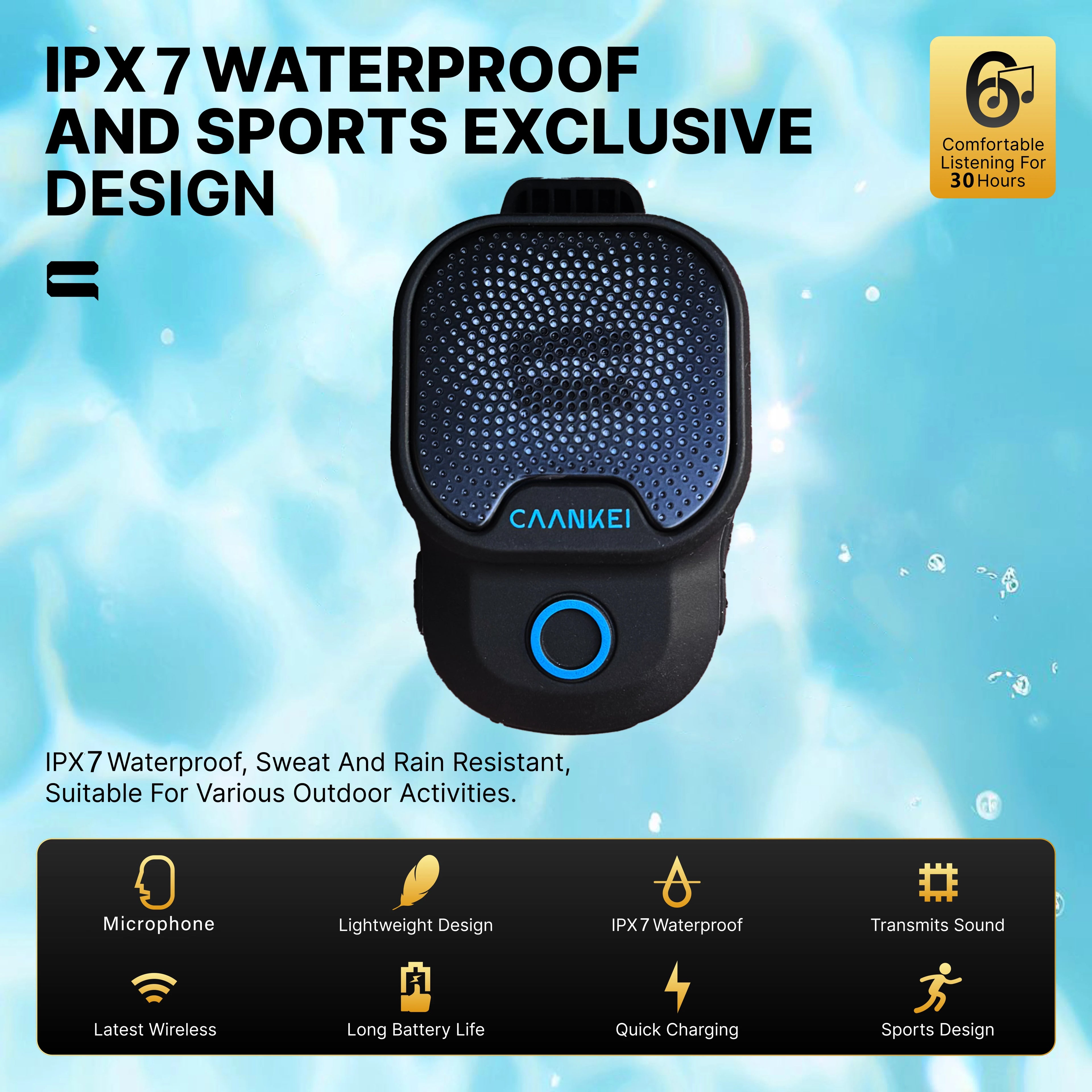 Wearable Bluetooth Speaker IPX7 Waterproof Portable Speakers Outdoor Sport Clip-On Microphone Speaker Calls/Music Mini Sound Box