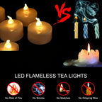 LED Tea Lights Candles Realistic Flickering Battery Operated Tealights Long Lasting Electric Candles for Christmas Wedding Decor