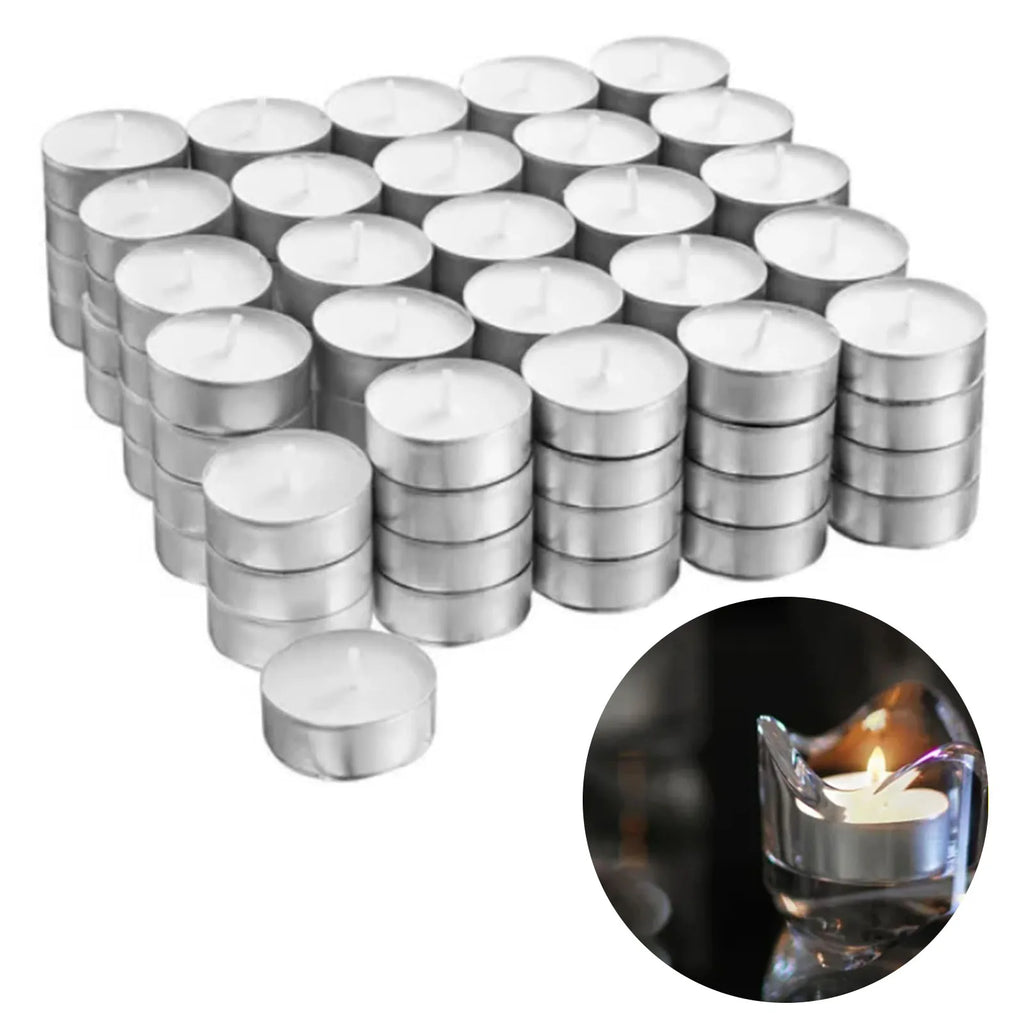 100 Packs Unscented Tea Lights Candles 4 Hour Smokeless Dripless Mini Paraffin Tealight Candles Set for Weddings White