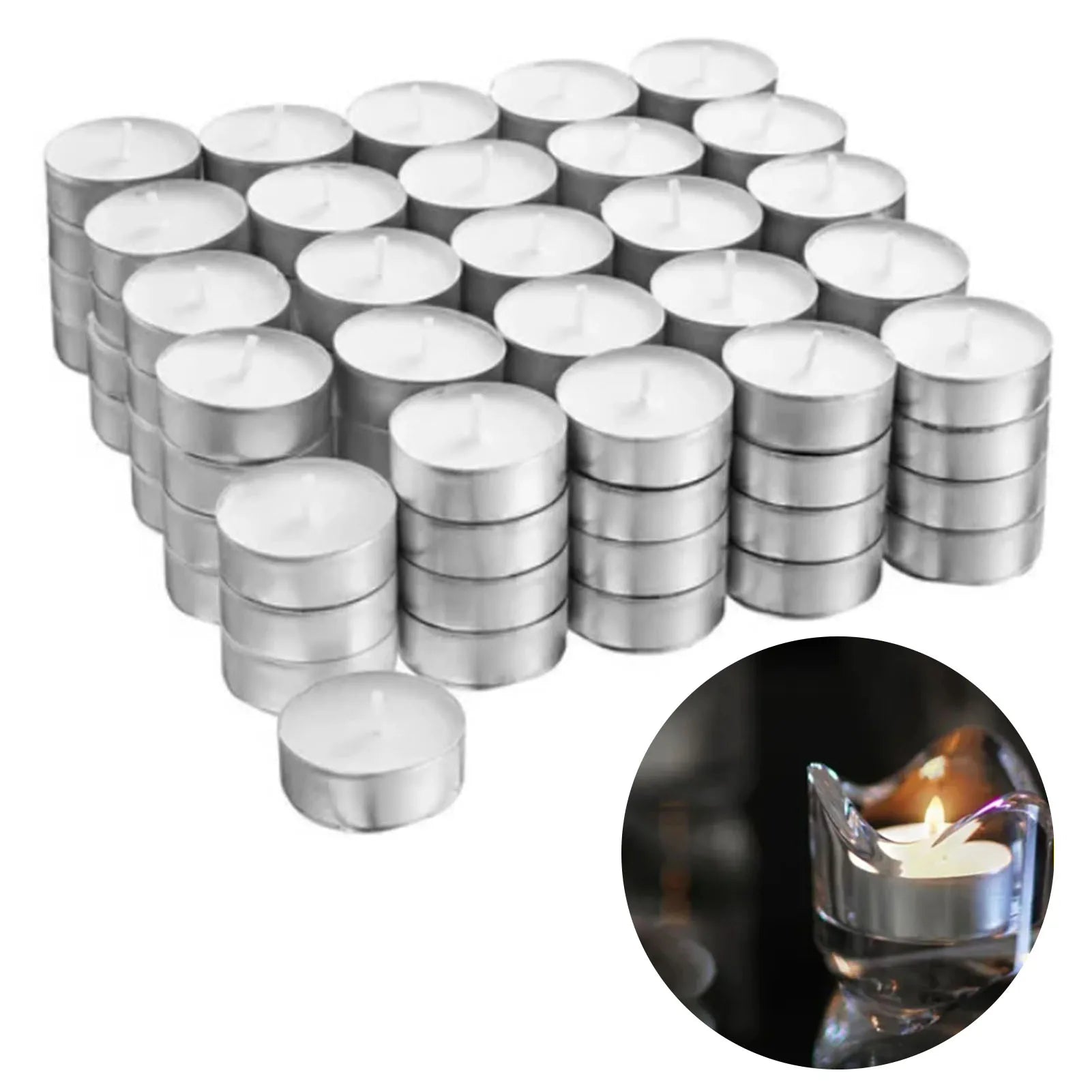 100 Packs Unscented Tea Lights Candles 4 Hour Smokeless Dripless Mini Paraffin Tealight Candles Set for Weddings White