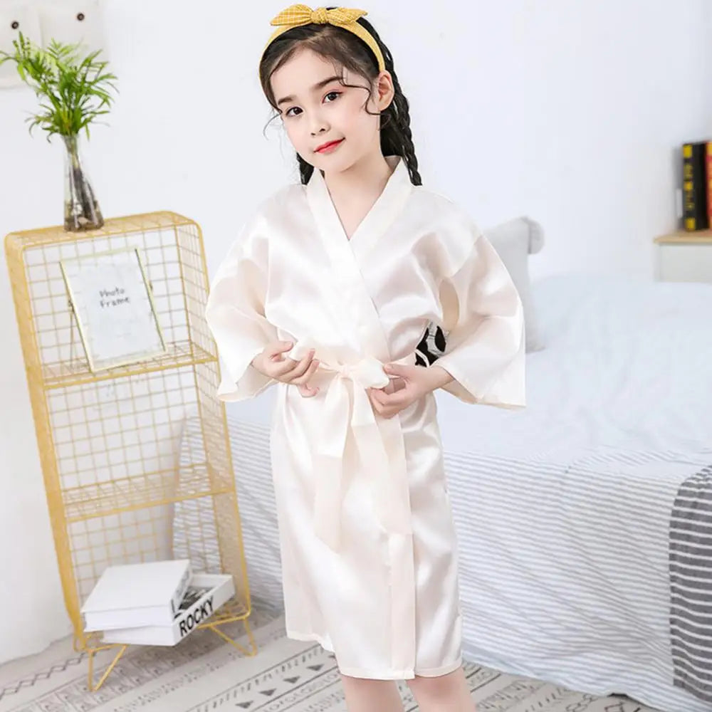 Kids Bathrobe Girls Silk Robe Satin Robe Children Satin Sleepwear Dressing Gown Summer Sleepwear Boys Girls Pajamas Bath Robe