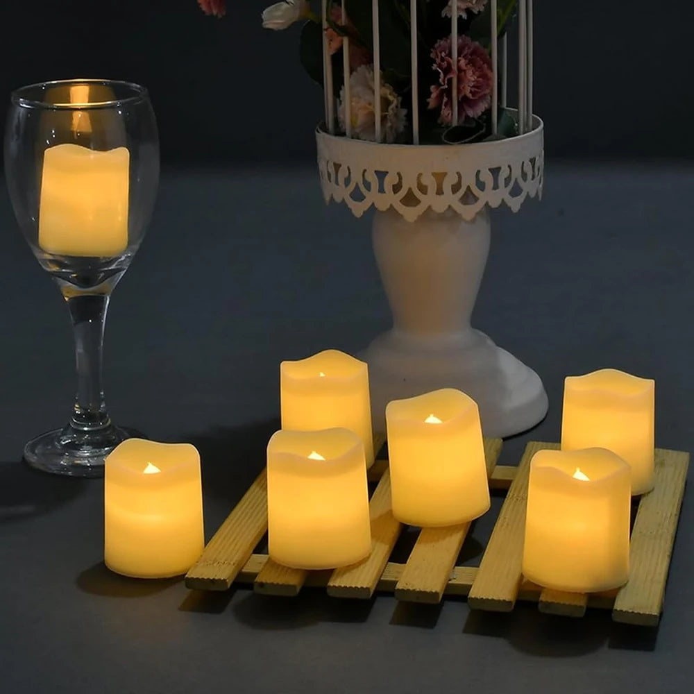 Flickering LED Ivory Electronic Candle, Flameless Tealight Candle, Battery Operated LED Tealight Candle, Ideal for Weddings, Tab