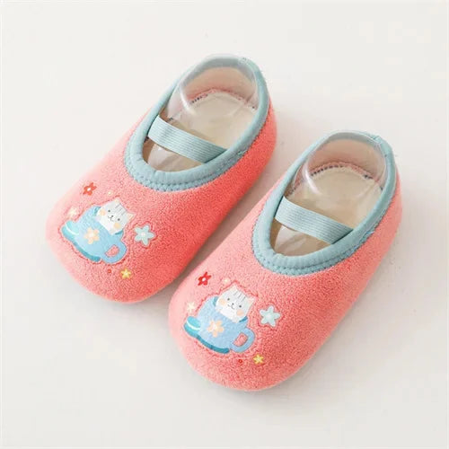 Cozy Animal First Walker Slippers for Baby – Anti-Slip Winter Shoes